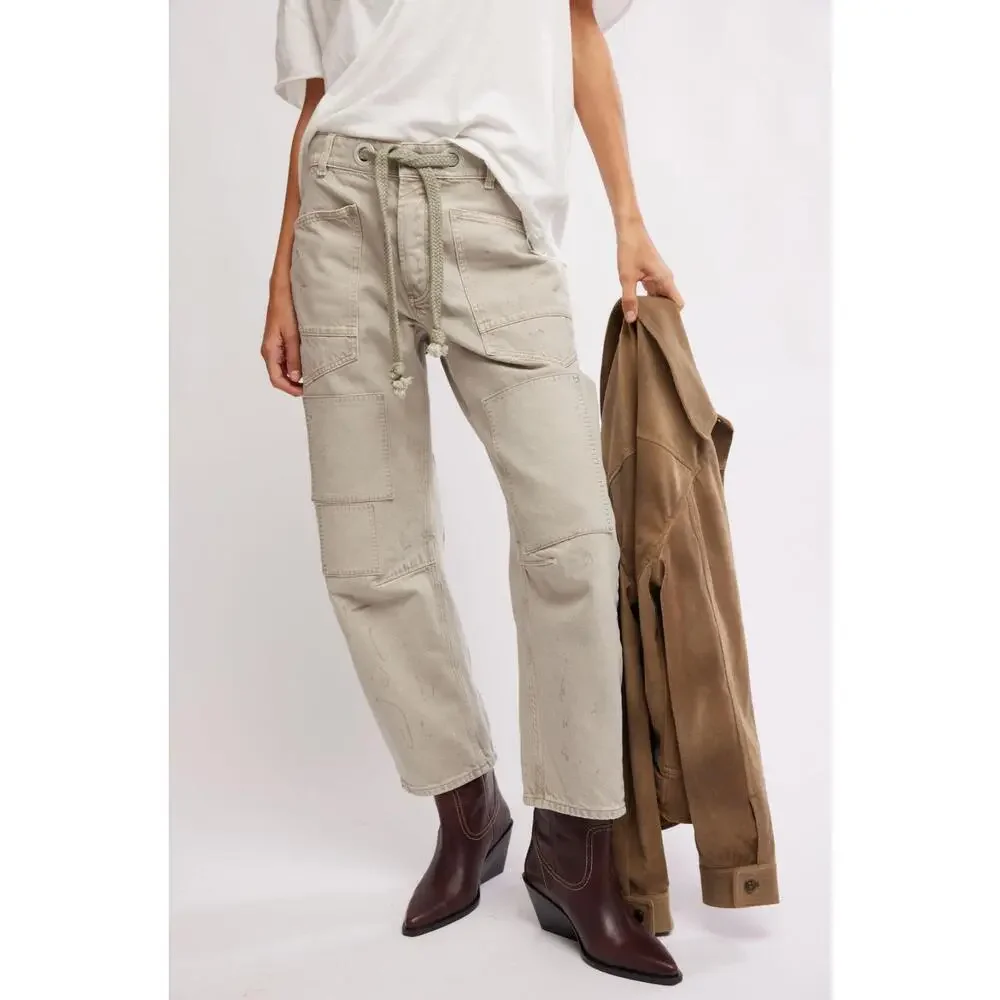 Free People Moxie Low Slung Pants Women's 25 Barrel Jetty Cotton Pull On DDR2730 - Picture 9 of 12